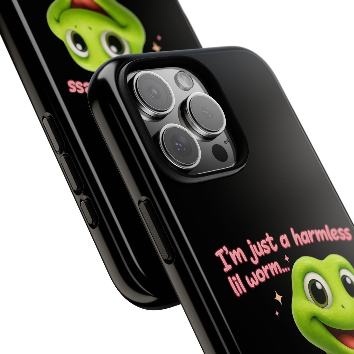 Phone Case — “I’m Just a Harmless Lil Worm… With Chaotic Intentions” Cute Cartoon Worm Design