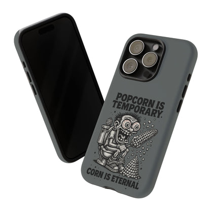 Phone Case — "Popcorn Is Temporary, Corn Is Eternal" Retro Zombie Corn Design