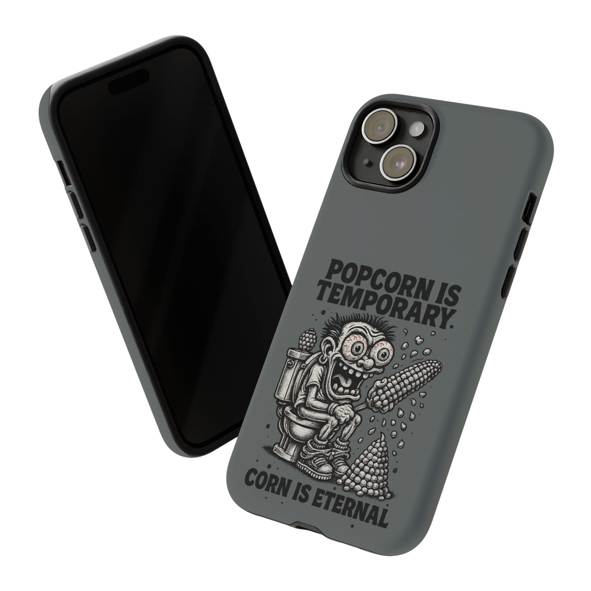 Phone Case — "Popcorn Is Temporary, Corn Is Eternal" Retro Zombie Corn Design
