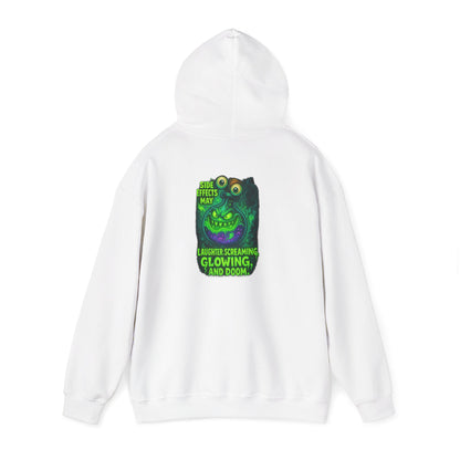 Glowing Green Monster Hoodie - "Causes Screaming, Glowing, and Doom" Graphic Pullover