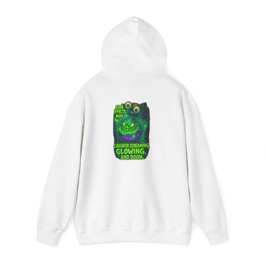 Glowing Green Monster Hoodie - "Causes Screaming, Glowing, and Doom" Graphic Pullover