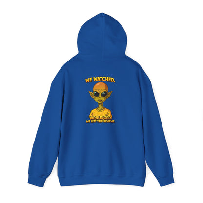 Alien Graphic Hoodie - "We Judged, We’ve Deported" Satirical UFO Sweatshirt