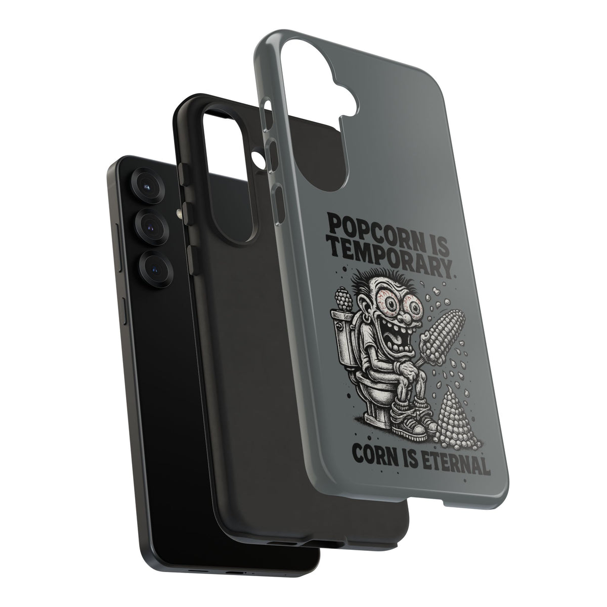 Phone Case — "Popcorn Is Temporary, Corn Is Eternal" Retro Zombie Corn Design