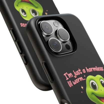 Phone Case — “I’m Just a Harmless Lil Worm… With Chaotic Intentions” Cute Cartoon Worm Design