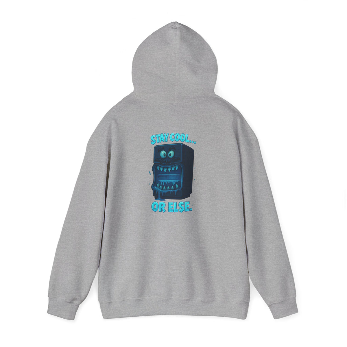 Retro Fridge Cabinet Hoodie — 'Stay in Line or Else' Graphic Pullover