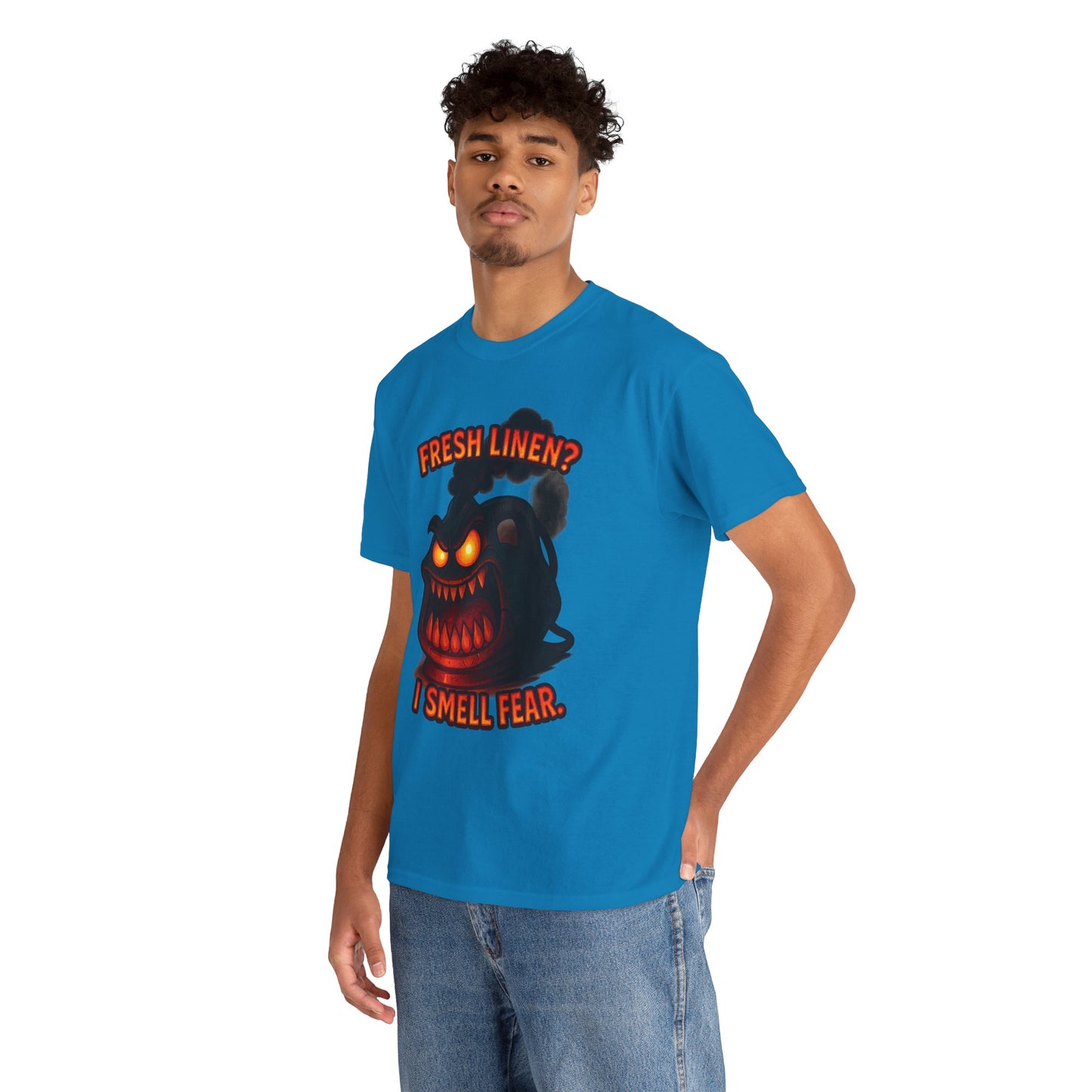 Fresh Linen? I Smell Fear Tee | Scary Laundry Monster Halloween Shirt