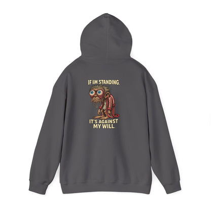 Hoodie — Quirky Dripping Monkey Design "It’s Against My Will" Graphic Hoodie