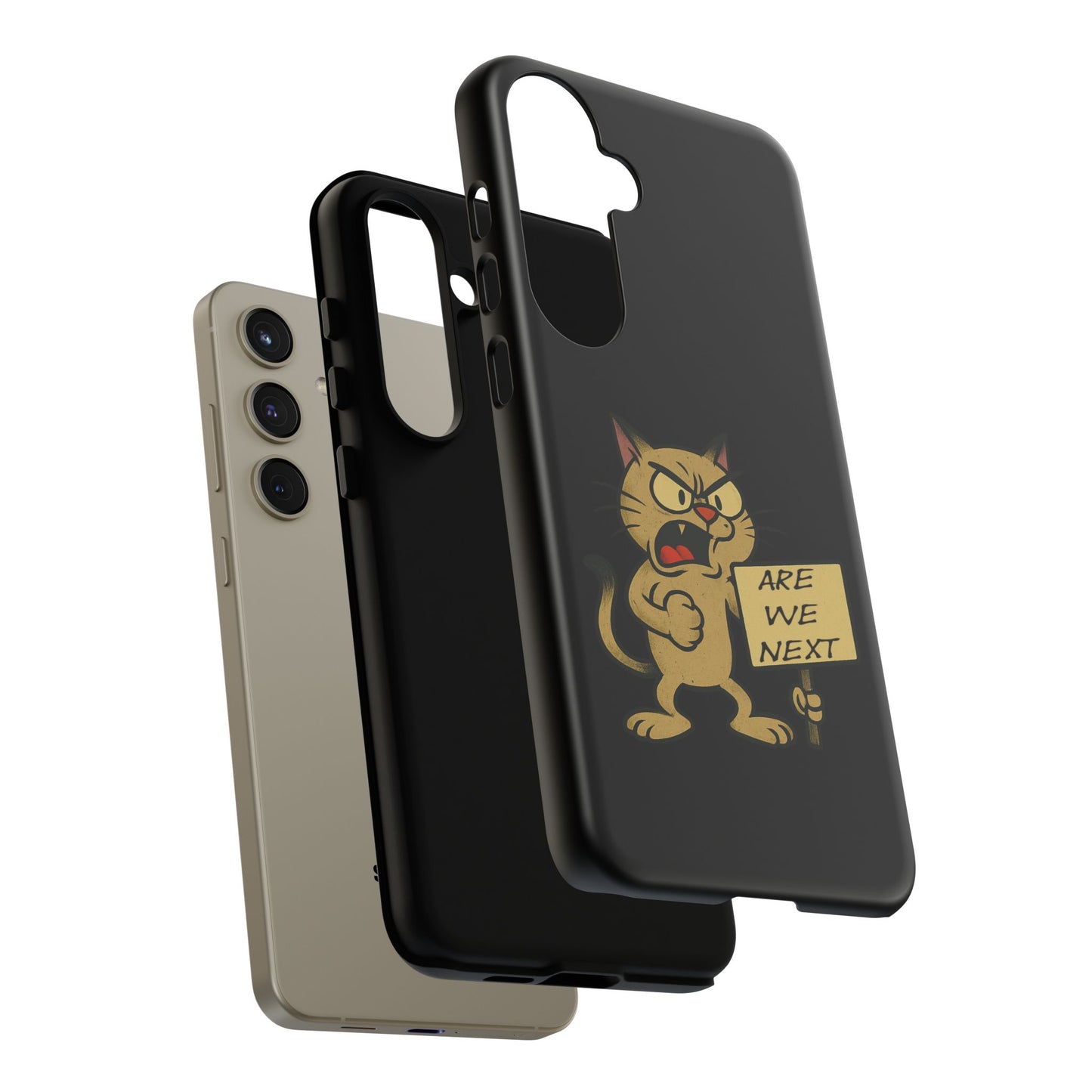 Angry Cat Phone Case — 'Are We Next' Protest Graphic iPhone Case