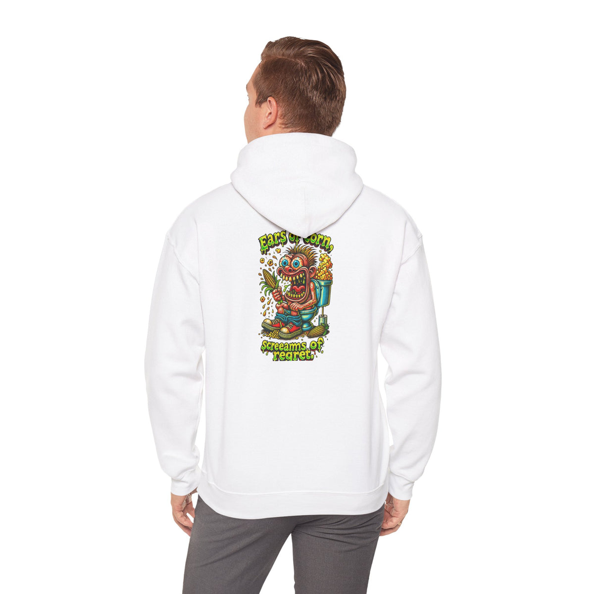 Hoodie — Colorful Retro Monster Graphic “Screams of Regret”