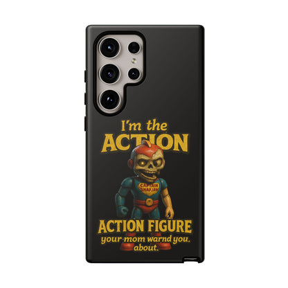 Action Figure Phone Case — "I'm the Action" Retro Skull Toy Design