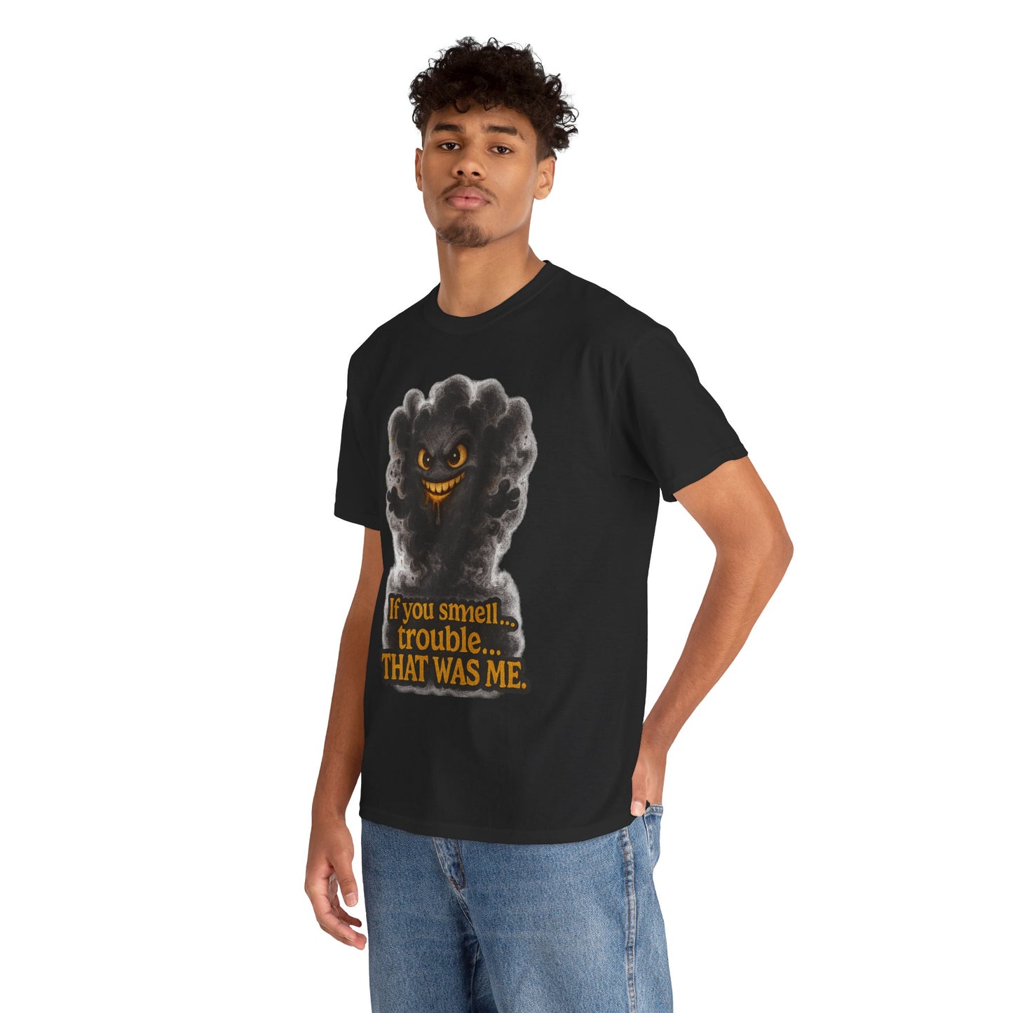 Mischievous Smoke Monster If You Smell Trouble T-Shirt | Funny Graphic Tee