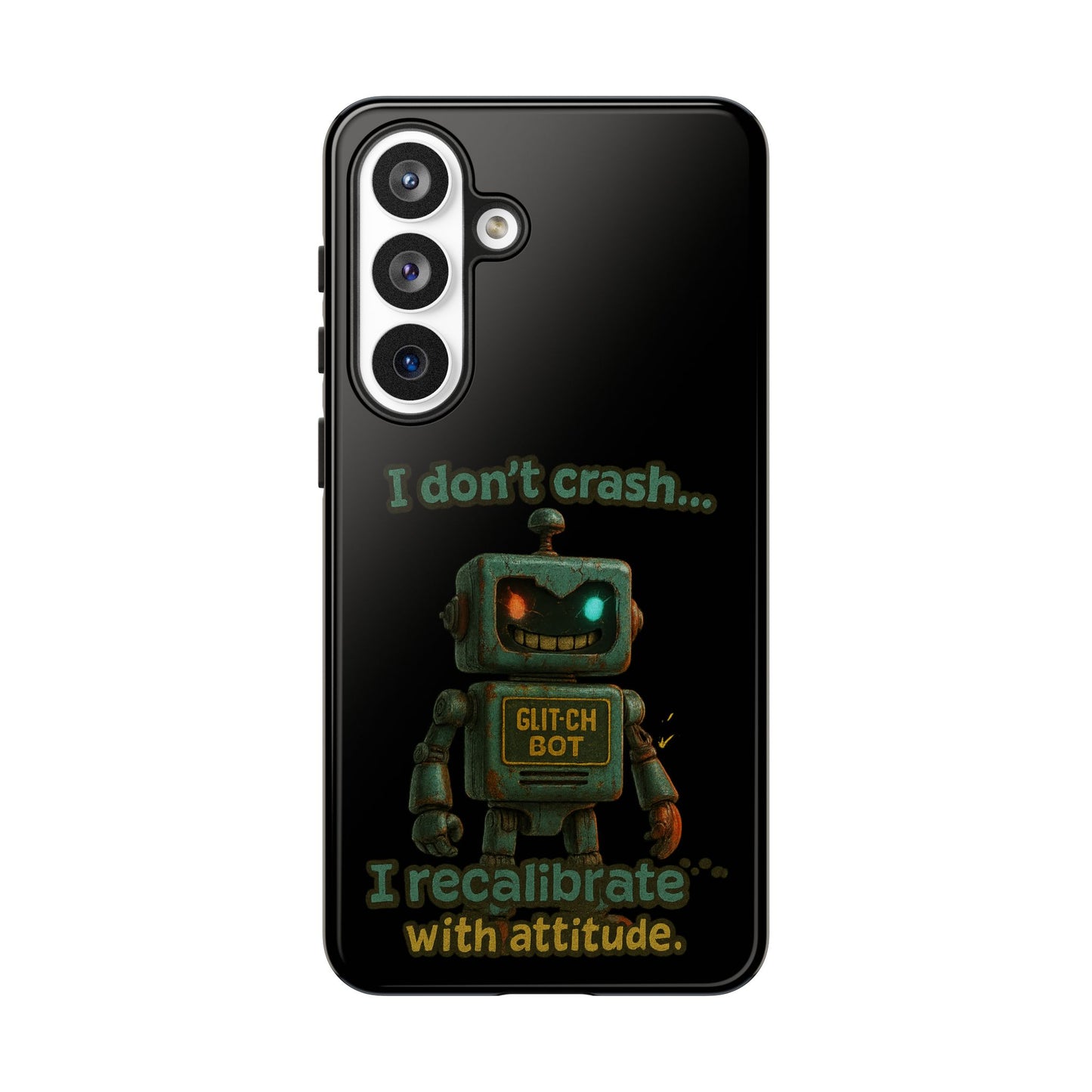 Phone Case — "I Don't Crash... I Recalibrate" Retro Robot Protective Cover