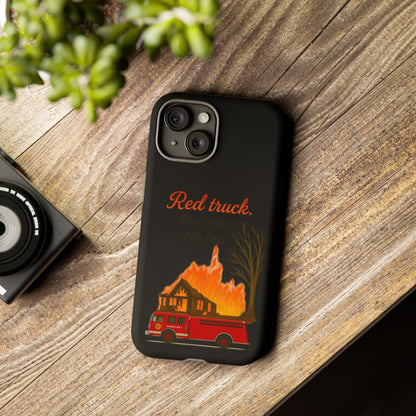 Phone Case — 'Red truck' Fire Truck Design, Vintage Firefighter Gift