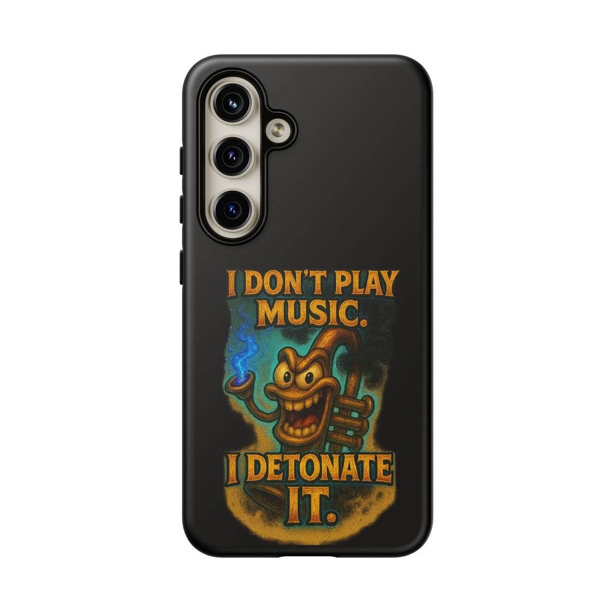 Phone Case — "I Don't Play Music. I Detonate It." Cartoon Bomb Graphic