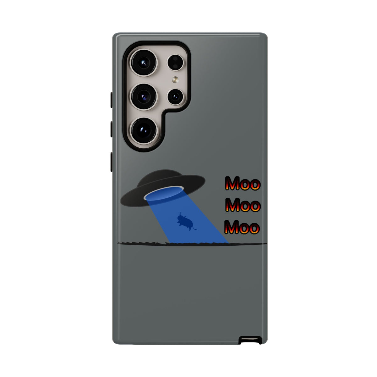 Phone Case — Funny UFO Cow Abduction Design with “Moo Moo Moo”