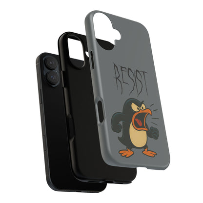 Resist Angry Penguin Phone Case — Protective iPhone Case with Bold Cartoon Design