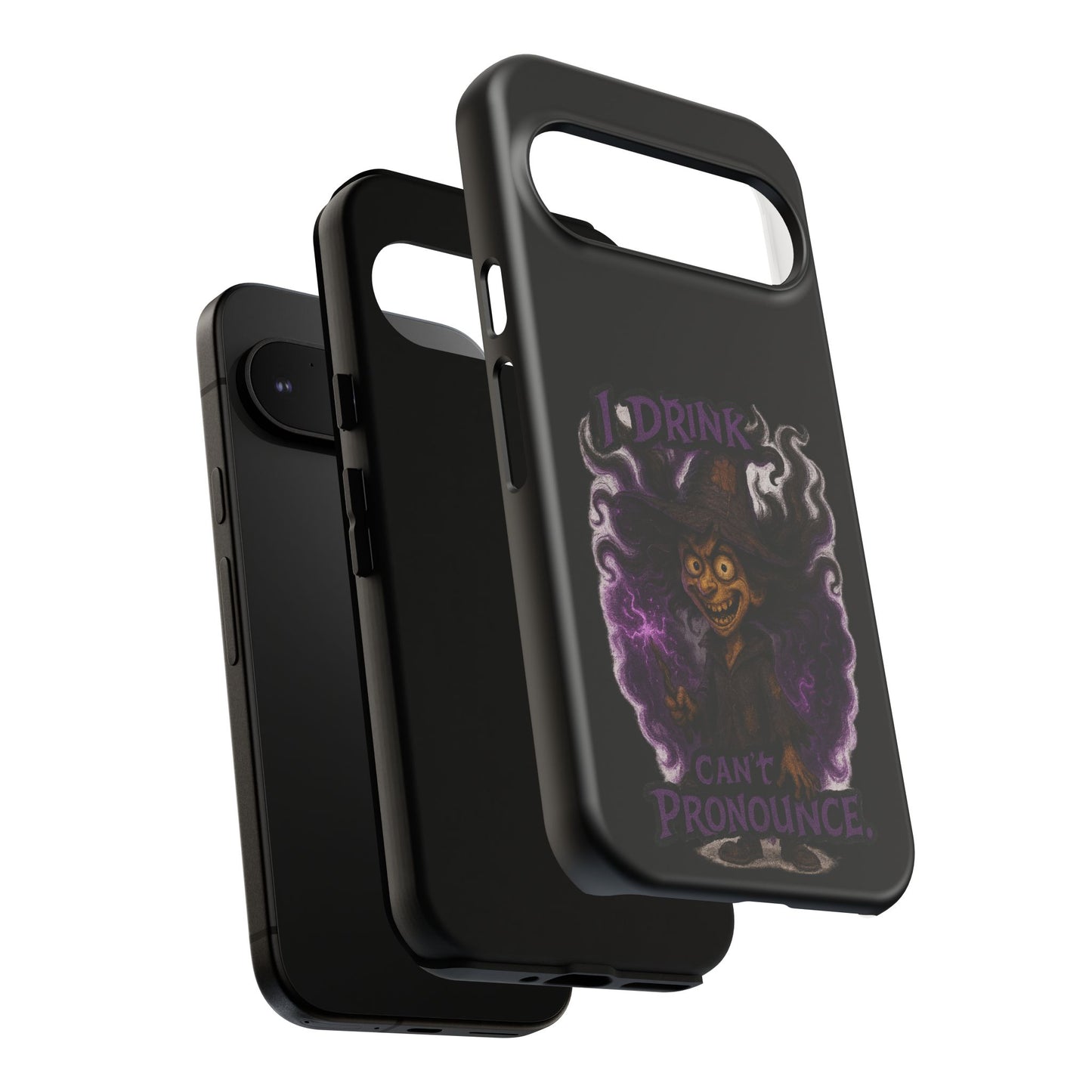 Phone Case — Witch Illustration "I Drink, Can't Pronounce" Protective Cover
