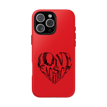 Red 'Love Justice' Heart Phone Case — Protective iPhone Cover, Valentine’s Gift