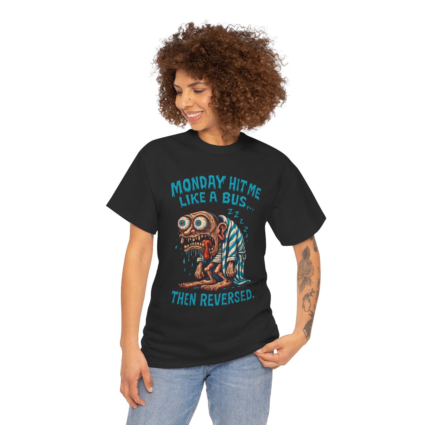 Monday Hit Me Like a Bus… Then Reversed – Zombie Workweek Tee