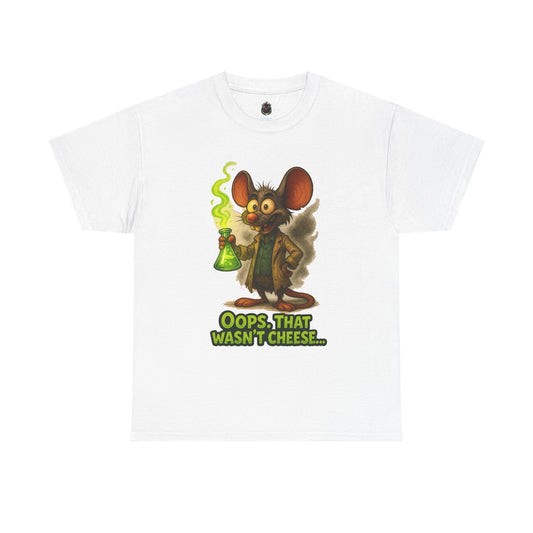 Oops That Wasn't Cheese mouse scientist T-Shirt | funny lab rat design