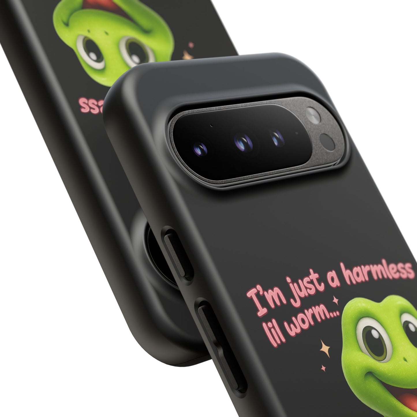 Phone Case — “I’m Just a Harmless Lil Worm… With Chaotic Intentions” Cute Cartoon Worm Design