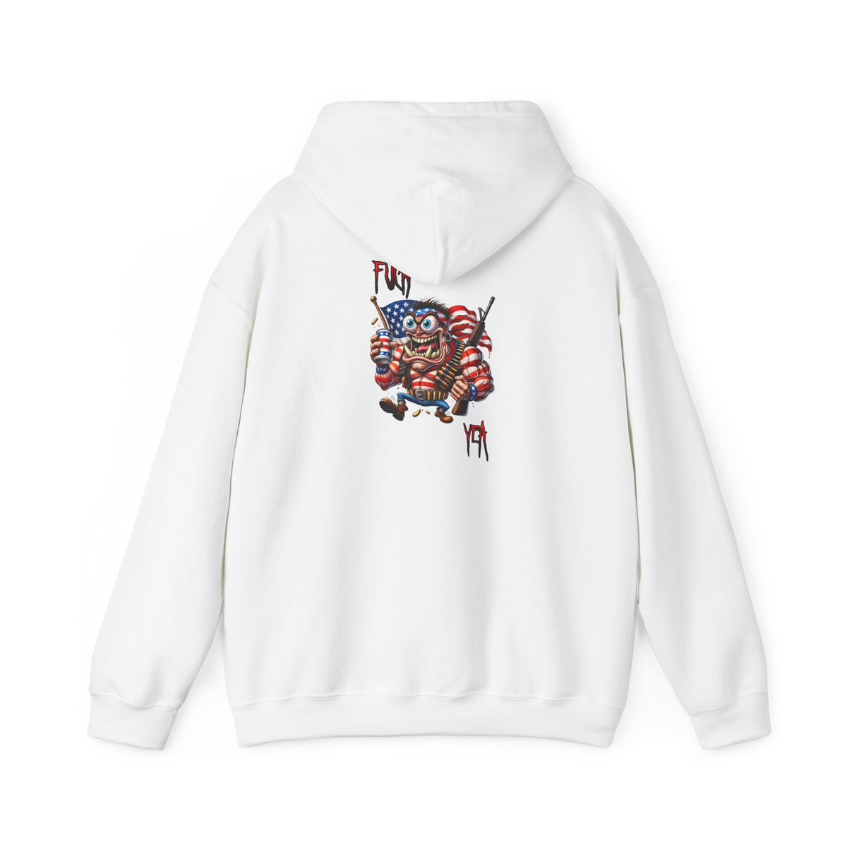 Patriotic Monster Hoodie - Funny USA Flag Character Back Graphic