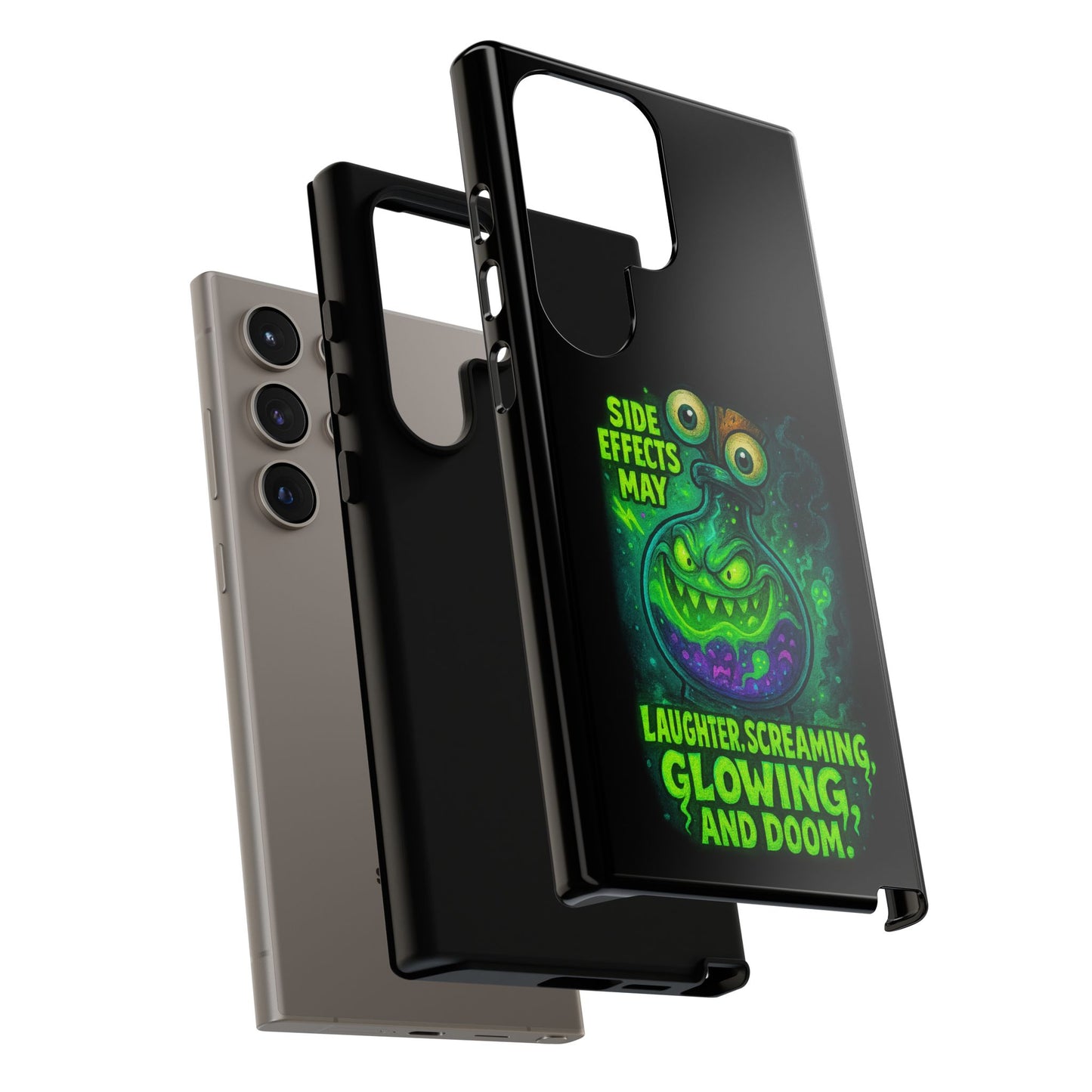Phone Case — 'Side Effects May Include Laughter, Screaming, Glowing, and Doom' Neon Monster