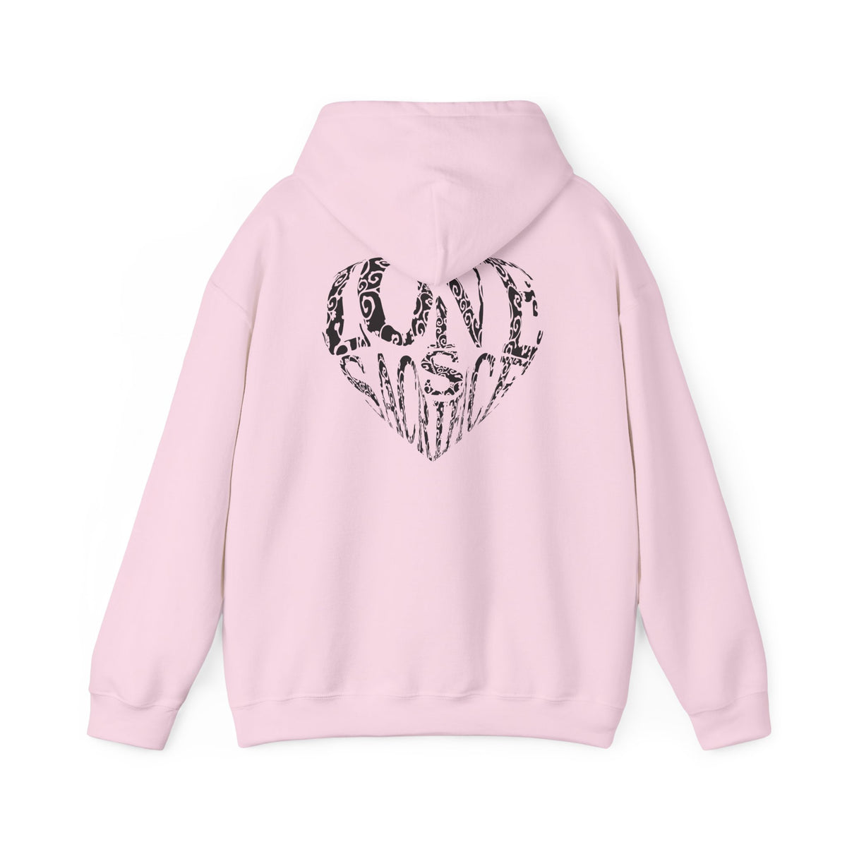 Hoodie — Black Heart Typography “Love” Graphic Pullover