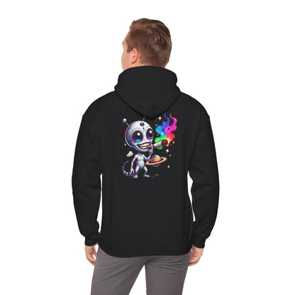 Alien Chef Hoodie — Cute Cartoon Alien Cooking with Rainbow Flame Hooded Sweatshirt