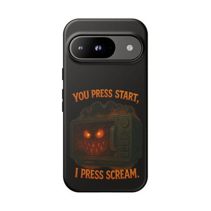 Phone Case — "You Press Start, I Press Scream" Spooky Retro Game Controller Design