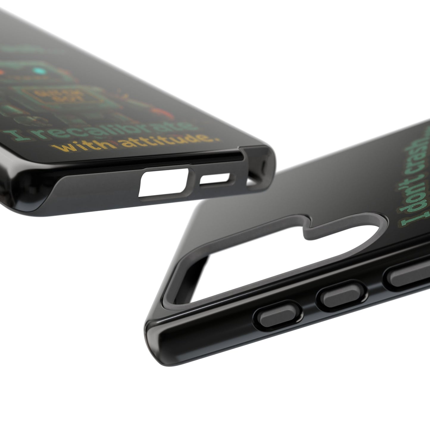 Phone Case — "I Don't Crash... I Recalibrate" Retro Robot Protective Cover