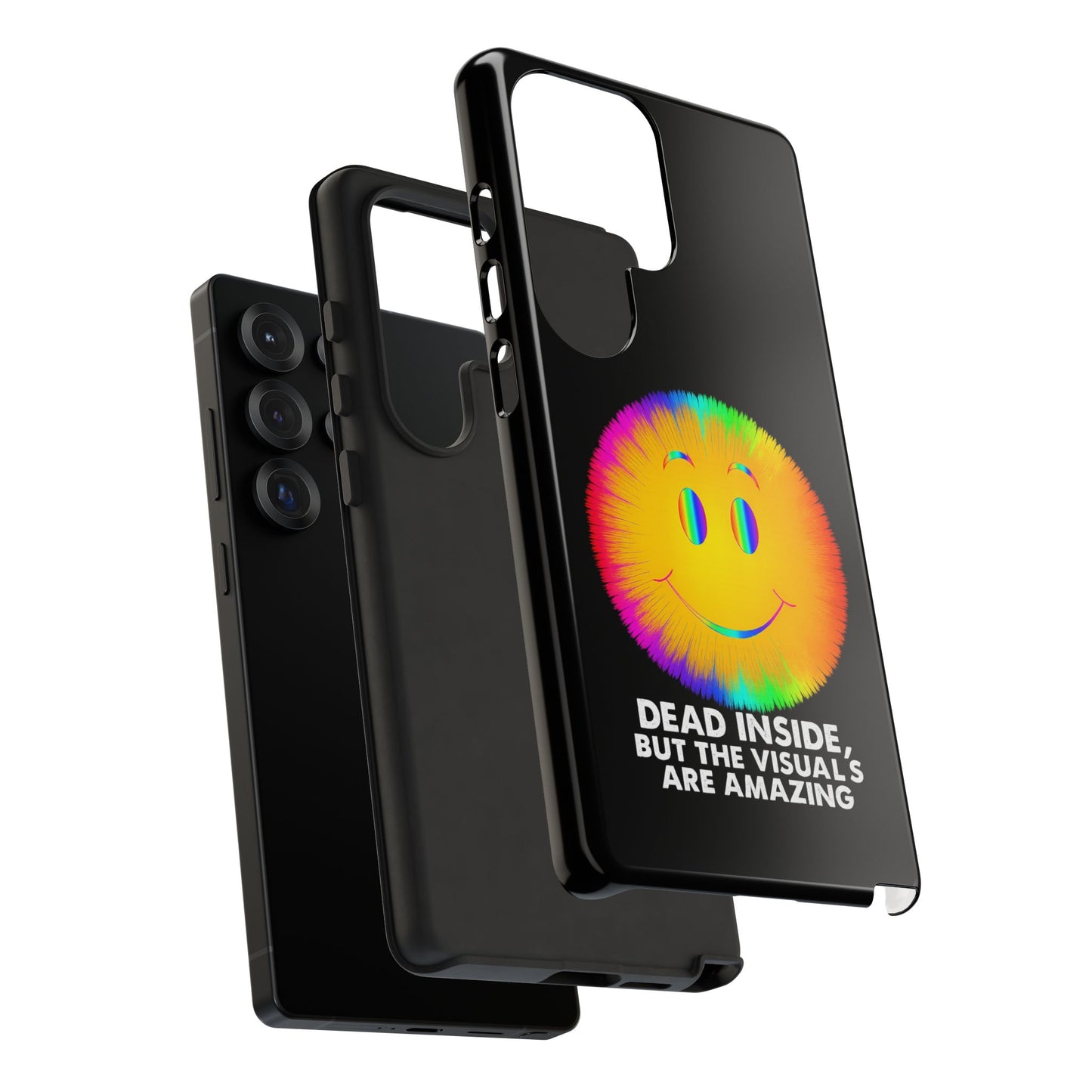 Phone Case — 'Dead Inside, But the Visuals Are Amazing' Rainbow Smiley