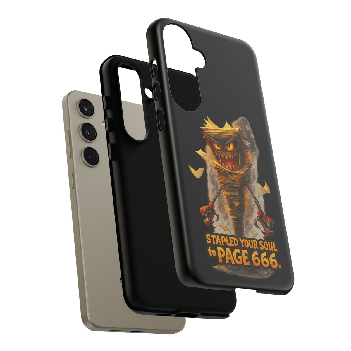 Phone Case — Halloween Mummy Creature “Stapled Your Soul to Page 666” Horror Design