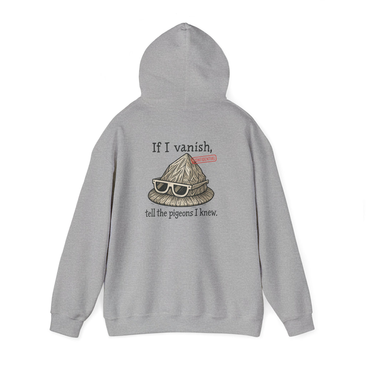 Hoodie — "If I Vanish, Tell the Pigeons I Knew" Novelty Pullover