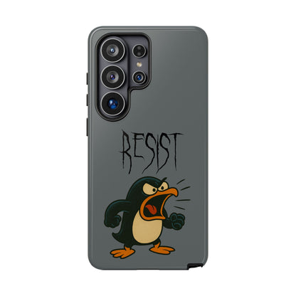 Resist Angry Penguin Phone Case — Protective iPhone Case with Bold Cartoon Design