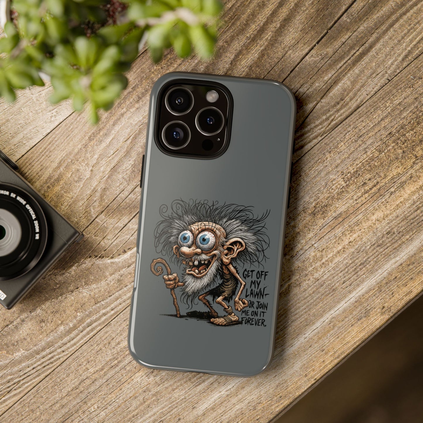 Phone Case — Funny Grumpy Troll Design: “Get Off My Lawn” Protective Cover