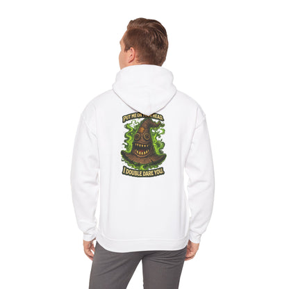 Hoodie — Spooky Talking Sorting Hat Graphic "I Double Dare You"