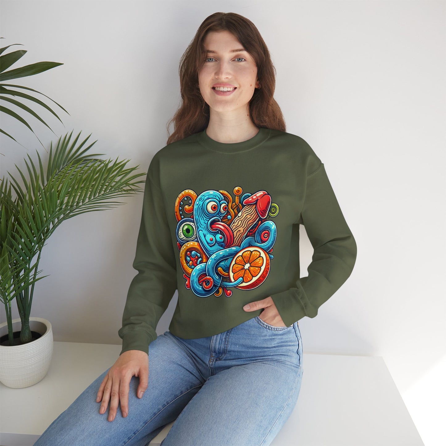 Psychedelic Tentacle Citrus Crewneck Sweatshirt