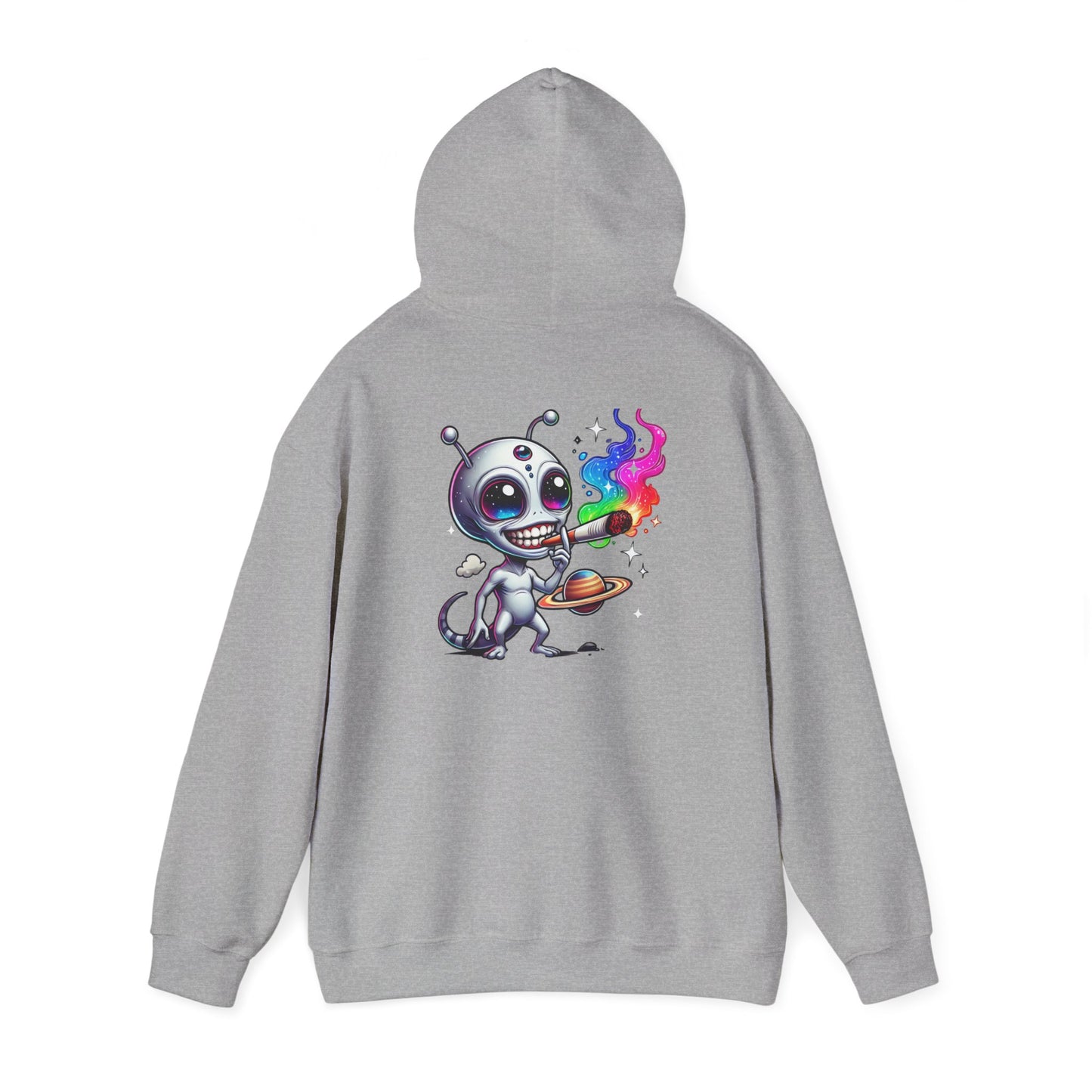 Alien Chef Hoodie — Cute Cartoon Alien Cooking with Rainbow Flame Hooded Sweatshirt