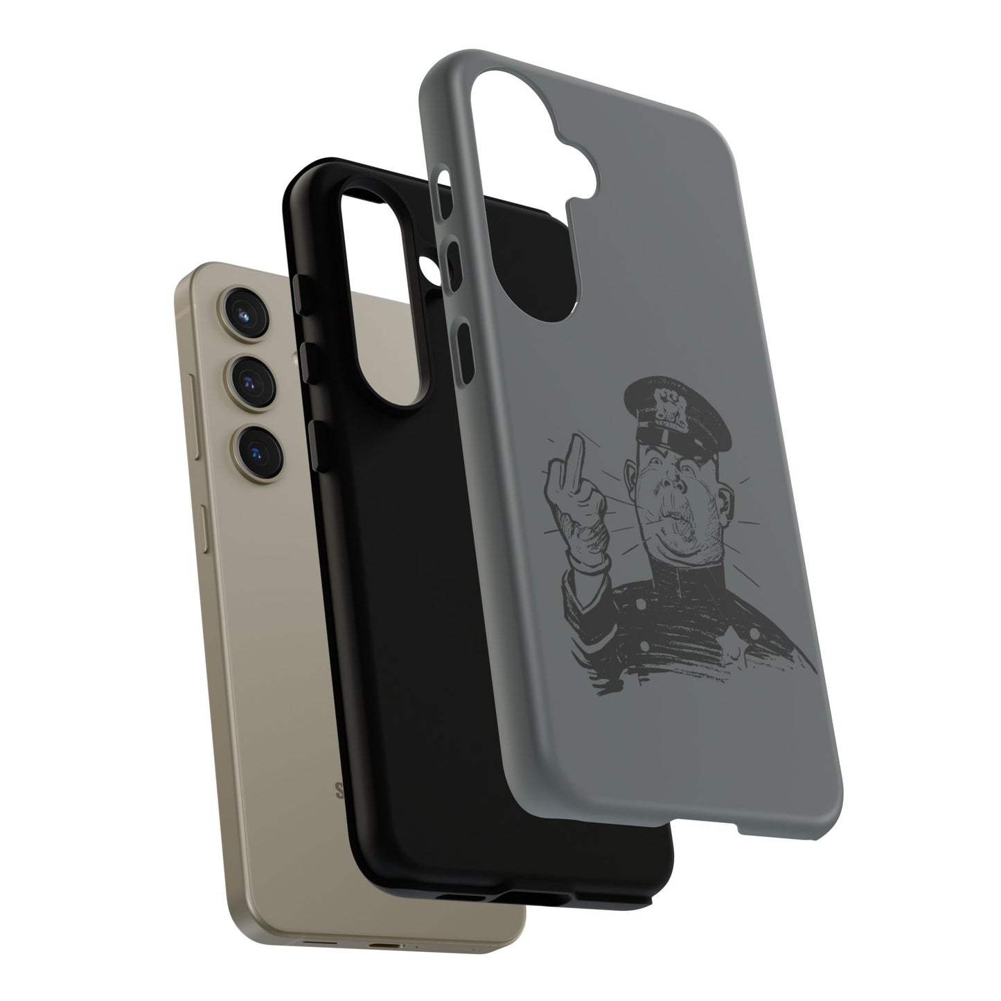 Vintage Cop Middle Finger Phone Case — Edgy Retro iPhone Protective Cover