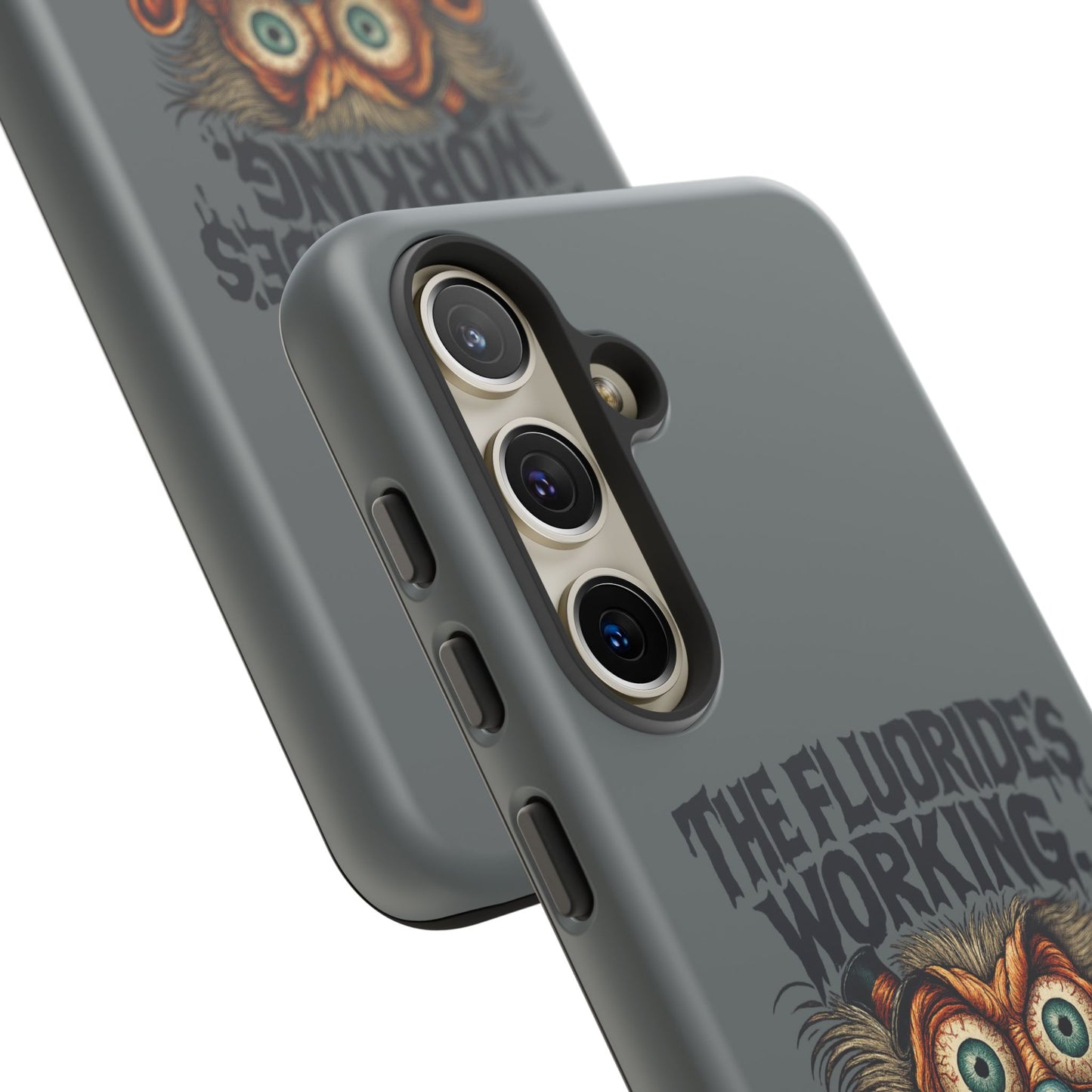 Phone Case — Retro Horror Graphic “The Fluoride’s Working” Shock Art