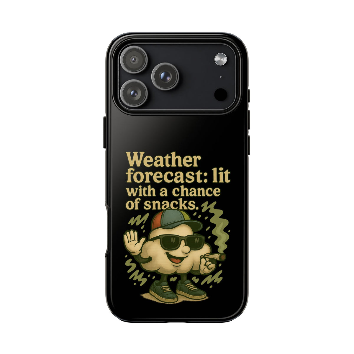 Phone Case — "Weather Forecast: Lit with a Chance of Snacks" Retro Graphic