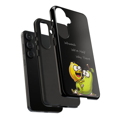 Phone Case - Playful Pear & Lemon Illustration with “Whooah We're Half Way There”