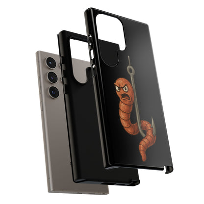 Angry Worm on Hook Phone Case – Funny Fishing Humor Protective Cover