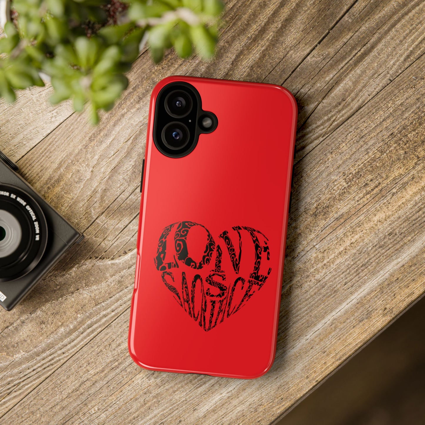 Red 'Love Justice' Heart Phone Case — Protective iPhone Cover, Valentine’s Gift