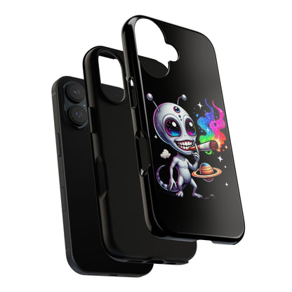 Alien Smoking Rainbow Galaxy Phone Case — Cute Cosmic Art Tough Case