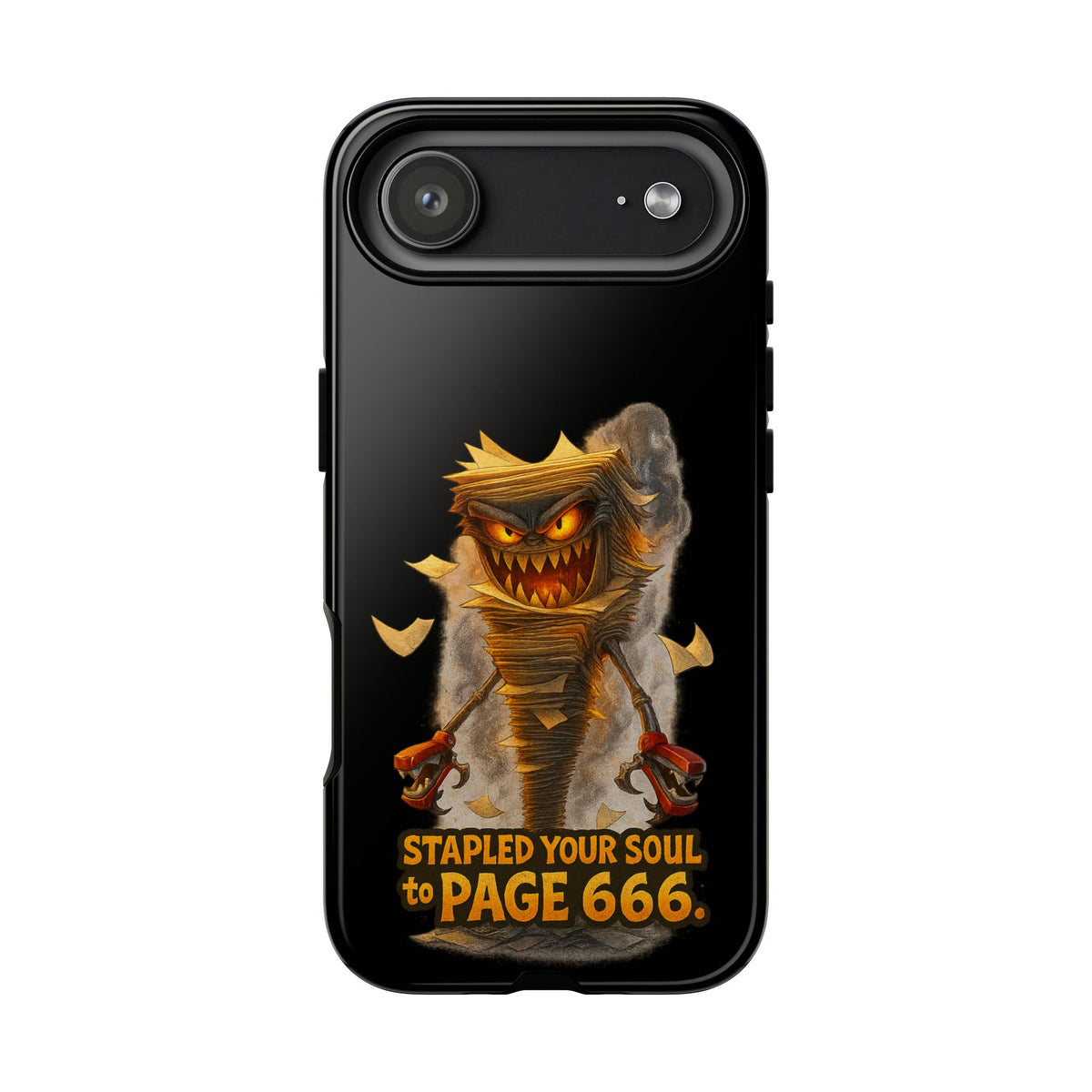 Phone Case — Halloween Mummy Creature “Stapled Your Soul to Page 666” Horror Design