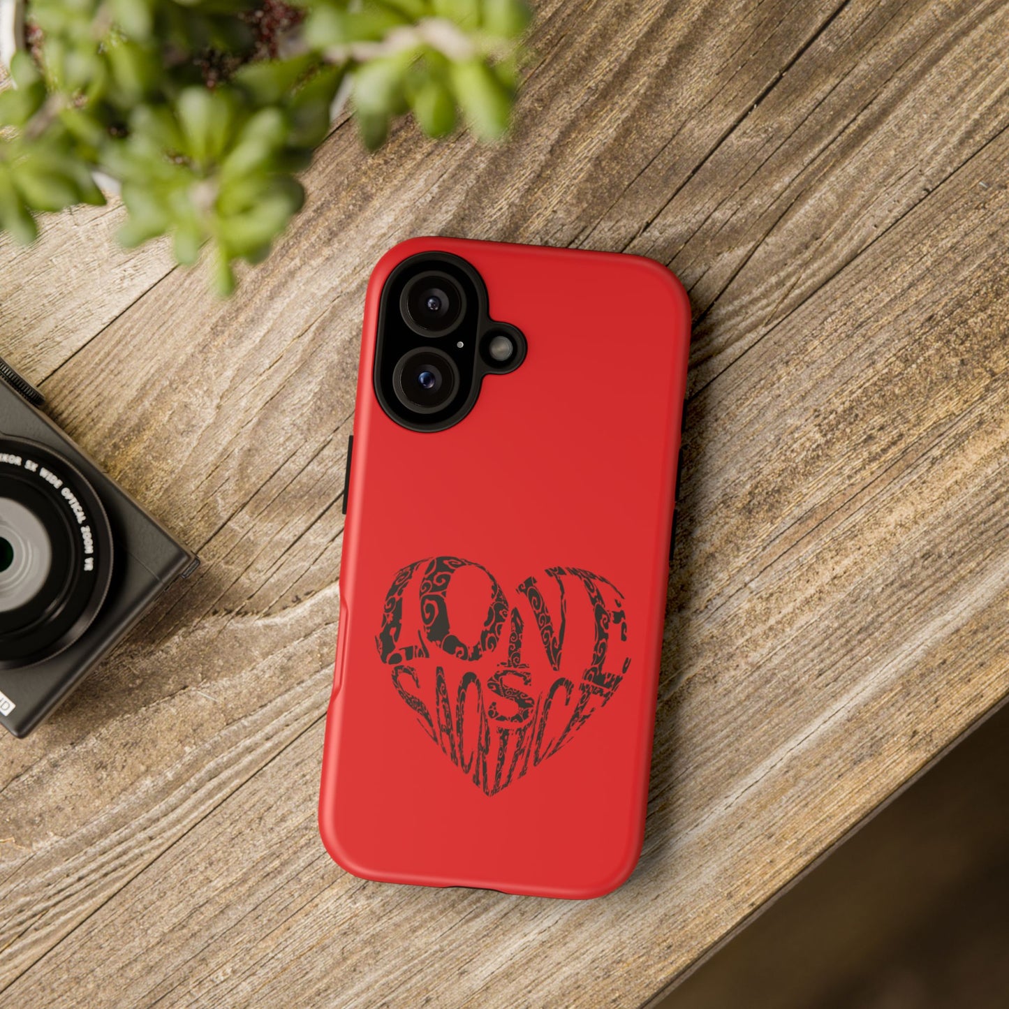 Red 'Love Justice' Heart Phone Case — Protective iPhone Cover, Valentine’s Gift