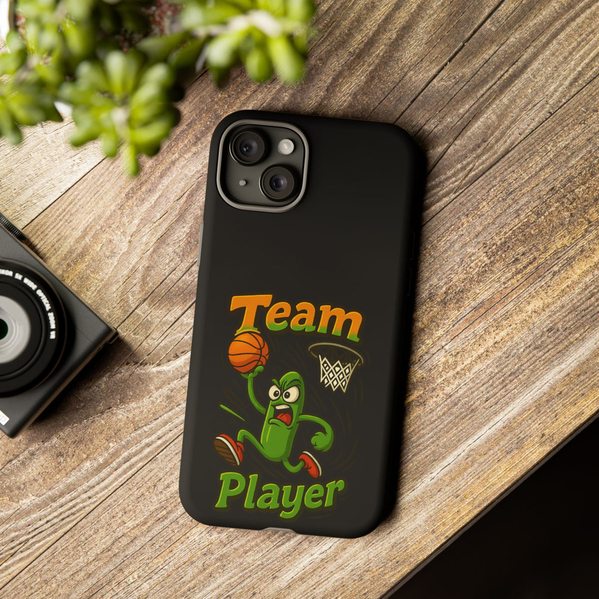 Team Player Basketball Phone Case — Cute Cartoon Pickle Dunk Phone Cover