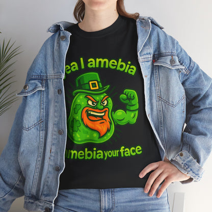Amebia Your Face St. Patrick's Day T-Shirt — Funny Leprechaun Germ Graphic Tee